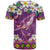 Hawaiian Plumeria and Humpback Whales T Shirt Polynerian Art Tattoo-Mauve Color