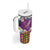 Hawaiian Plumeria and Humpback Whales Tumbler With Handle Polynerian Art Tattoo-Mauve Color