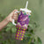 Hawaiian Plumeria and Humpback Whales Tumbler With Handle Polynerian Art Tattoo-Mauve Color