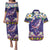Hawaiian Plumeria and Humpback Whales Couples Matching Puletasi and Hawaiian Shirt Polynerian Art Tattoo-Navy Color