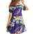 Hawaiian Plumeria and Humpback Whales Family Matching Off The Shoulder Long Sleeve Dress and Hawaiian Shirt Polynerian Art Tattoo-Navy Color
