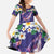 Hawaiian Plumeria and Humpback Whales Family Matching Puletasi and Hawaiian Shirt Polynerian Art Tattoo-Navy Color