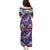 Hawaiian Plumeria and Humpback Whales Family Matching Puletasi and Hawaiian Shirt Polynerian Art Tattoo-Navy Color