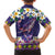 Hawaiian Plumeria and Humpback Whales Family Matching Short Sleeve Bodycon Dress and Hawaiian Shirt Polynerian Art Tattoo-Navy Color