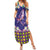 Hawaiian Plumeria and Humpback Whales Family Matching Summer Maxi Dress and Hawaiian Shirt Polynerian Art Tattoo-Navy Color