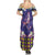 Hawaiian Plumeria and Humpback Whales Family Matching Summer Maxi Dress and Hawaiian Shirt Polynerian Art Tattoo-Navy Color