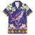 Hawaiian Plumeria and Humpback Whales Family Matching Tank Maxi Dress and Hawaiian Shirt Polynerian Art Tattoo-Navy Color