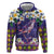 Hawaiian Plumeria and Humpback Whales Hoodie Polynerian Art Tattoo-Navy Color