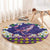 Hawaiian Plumeria and Humpback Whales Round Carpet Polynerian Art Tattoo-Navy Color