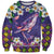 Hawaiian Plumeria and Humpback Whales Sweatshirt Polynerian Art Tattoo-Navy Color