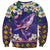 Hawaiian Plumeria and Humpback Whales Sweatshirt Polynerian Art Tattoo-Navy Color