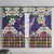 Hawaiian Plumeria and Humpback Whales Window Curtain Polynerian Art Tattoo-Navy Color