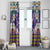Hawaiian Plumeria and Humpback Whales Window Curtain Polynerian Art Tattoo-Navy Color