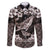 Hawaiian Plumeria and Humpback Whales Family Matching Puletasi and Hawaiian Shirt Polynerian Art Tattoo-Grayscale Mode