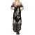 Hawaiian Plumeria and Humpback Whales Family Matching Summer Maxi Dress and Hawaiian Shirt Polynerian Art Tattoo-Grayscale Mode