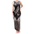 Hawaiian Plumeria and Humpback Whales Family Matching Tank Maxi Dress and Hawaiian Shirt Polynerian Art Tattoo-Grayscale Mode
