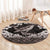 Hawaiian Plumeria and Humpback Whales Round Carpet Polynerian Art Tattoo-Grayscale Mode