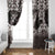 Hawaiian Plumeria and Humpback Whales Window Curtain Polynerian Art Tattoo-Grayscale Mode