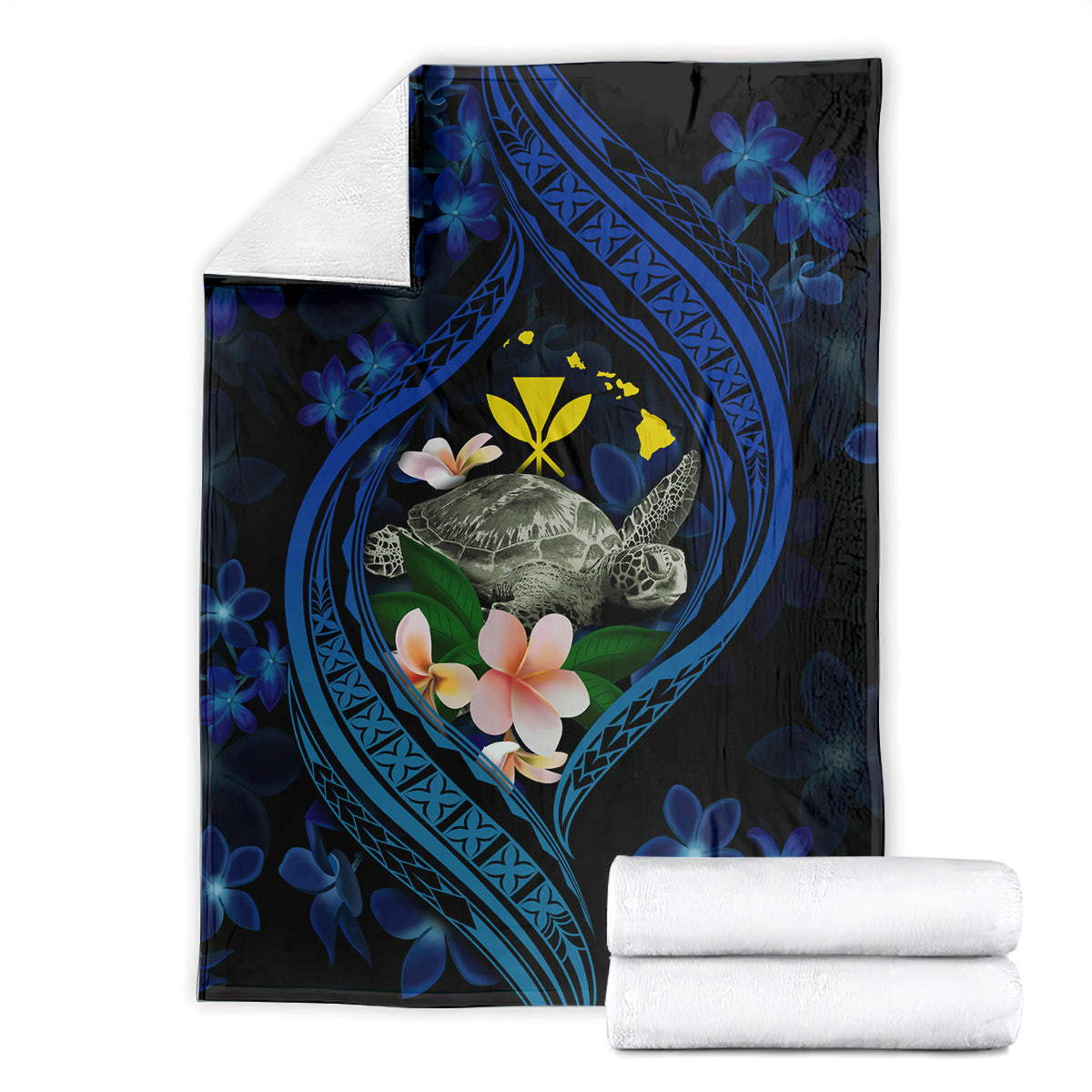 Hawaii Turtle Plumeria Flower Fanciful Blanket