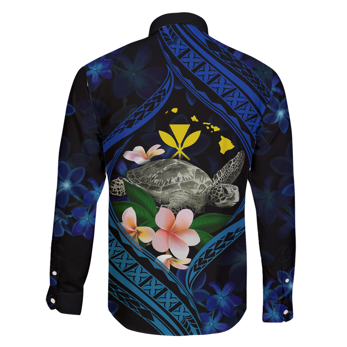 Hawaii Turtle Plumeria Flower Fanciful Family Matching Off The Shoulder Long Sleeve Dress and Hawaiian Shirt LT03 - Polynesian Pride