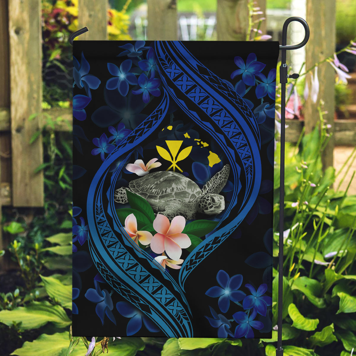 Hawaii Turtle Plumeria Flower Fanciful Garden Flag