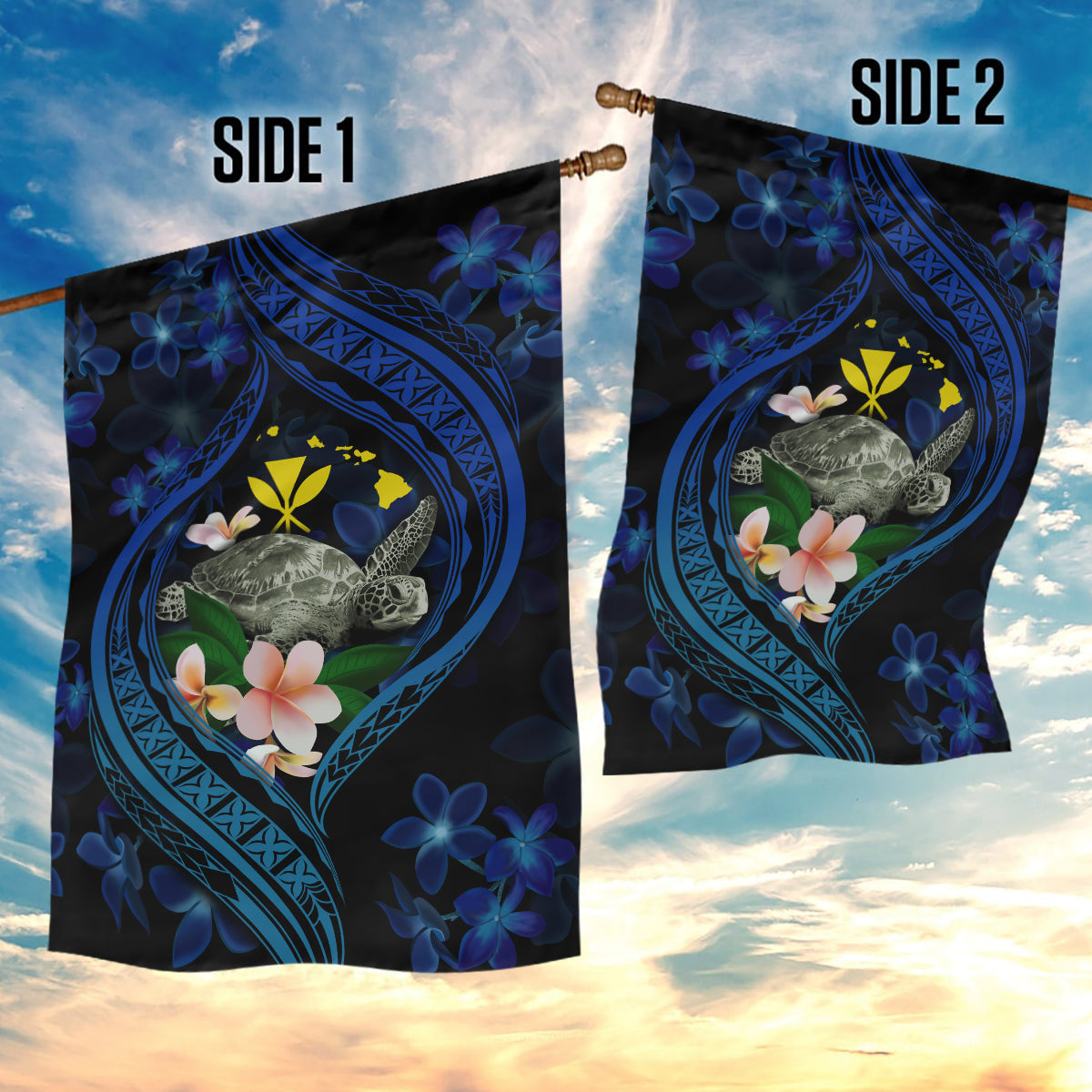 Hawaii Turtle Plumeria Flower Fanciful Garden Flag