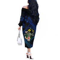 Hawaii Turtle Plumeria Flower Fanciful Off The Shoulder Long Sleeve Dress LT03 - Polynesian Pride