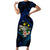 Hawaii Turtle Plumeria Flower Fanciful Short Sleeve Bodycon Dress