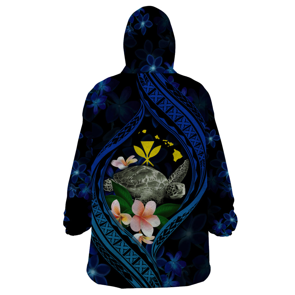 Hawaii Turtle Plumeria Flower Fanciful Wearable Blanket Hoodie