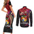 Tonga Emancipation Day Couples Matching Short Sleeve Bodycon Dress and Long Sleeve Button Shirt Ngatu Humpback Whale Polynesian Flower