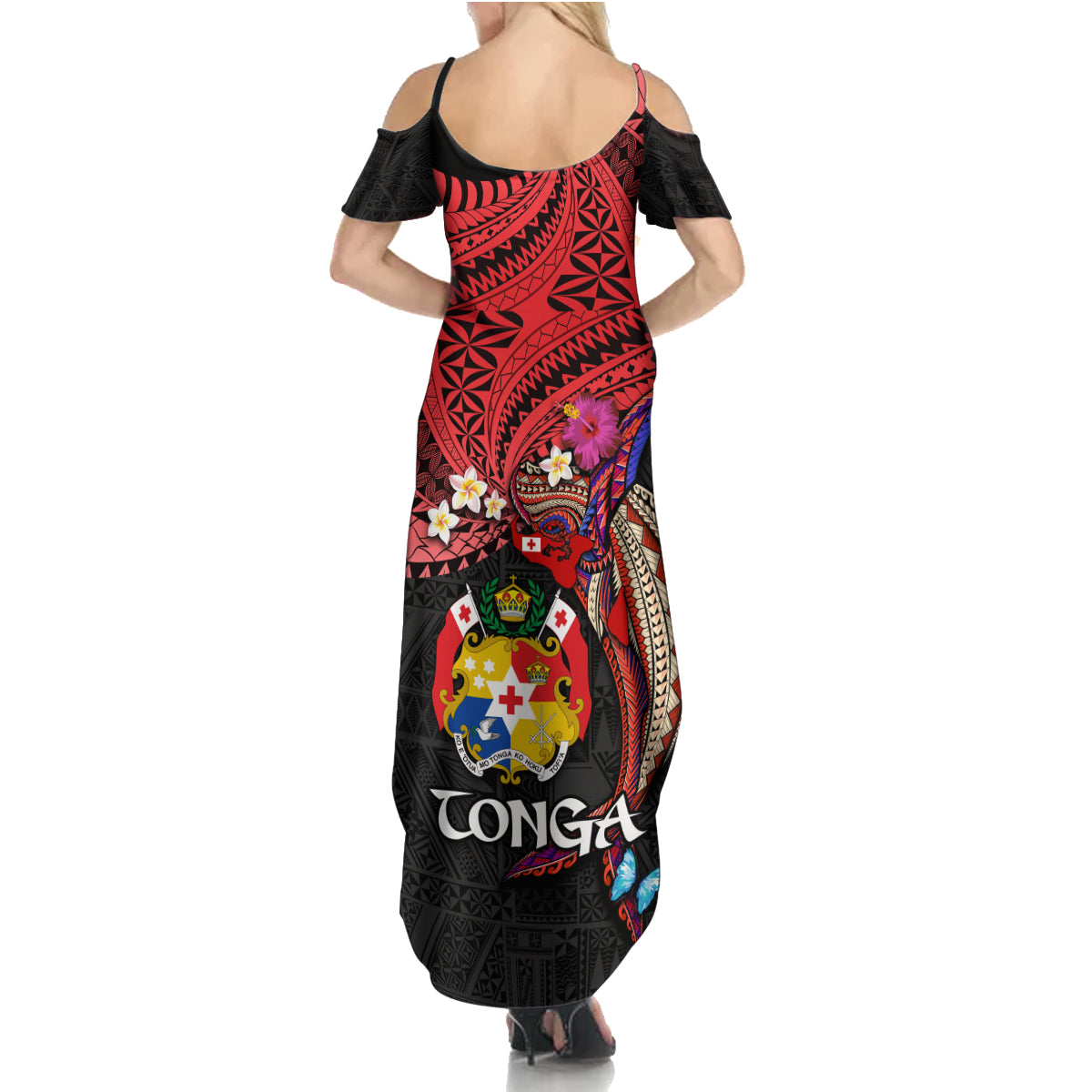 Tonga Emancipation Day Family Matching Summer Maxi Dress and Hawaiian Shirt Ngatu Humpback Whale Polynesian Flower