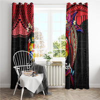 Tonga Emancipation Day Window Curtain Ngatu Humpback Whale Polynesian Flower