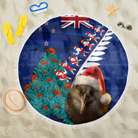 New Zealand Christmas Beach Blanket Kiwi Bird Santa and Silver Fern Funny Haka Dance