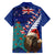 New Zealand Christmas Family Matching Off Shoulder Short Dress and Hawaiian Shirt Kiwi Bird Santa and Silver Fern Funny Haka Dance
