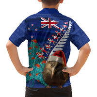 New Zealand Christmas Hawaiian Shirt Kiwi Bird Santa and Silver Fern Funny Haka Dance