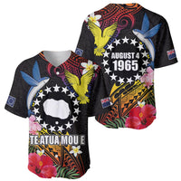Cook Islands Independence Day Baseball Jersey Maroro and Kakaia with Hibiscus Flower Polynesian Pattern