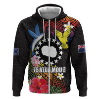 Cook Islands Independence Day Zip Hoodie Maroro and Kakaia with Hibiscus Flower Polynesian Pattern