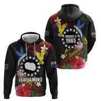 Cook Islands Independence Day Zip Hoodie Maroro and Kakaia with Hibiscus Flower Polynesian Pattern