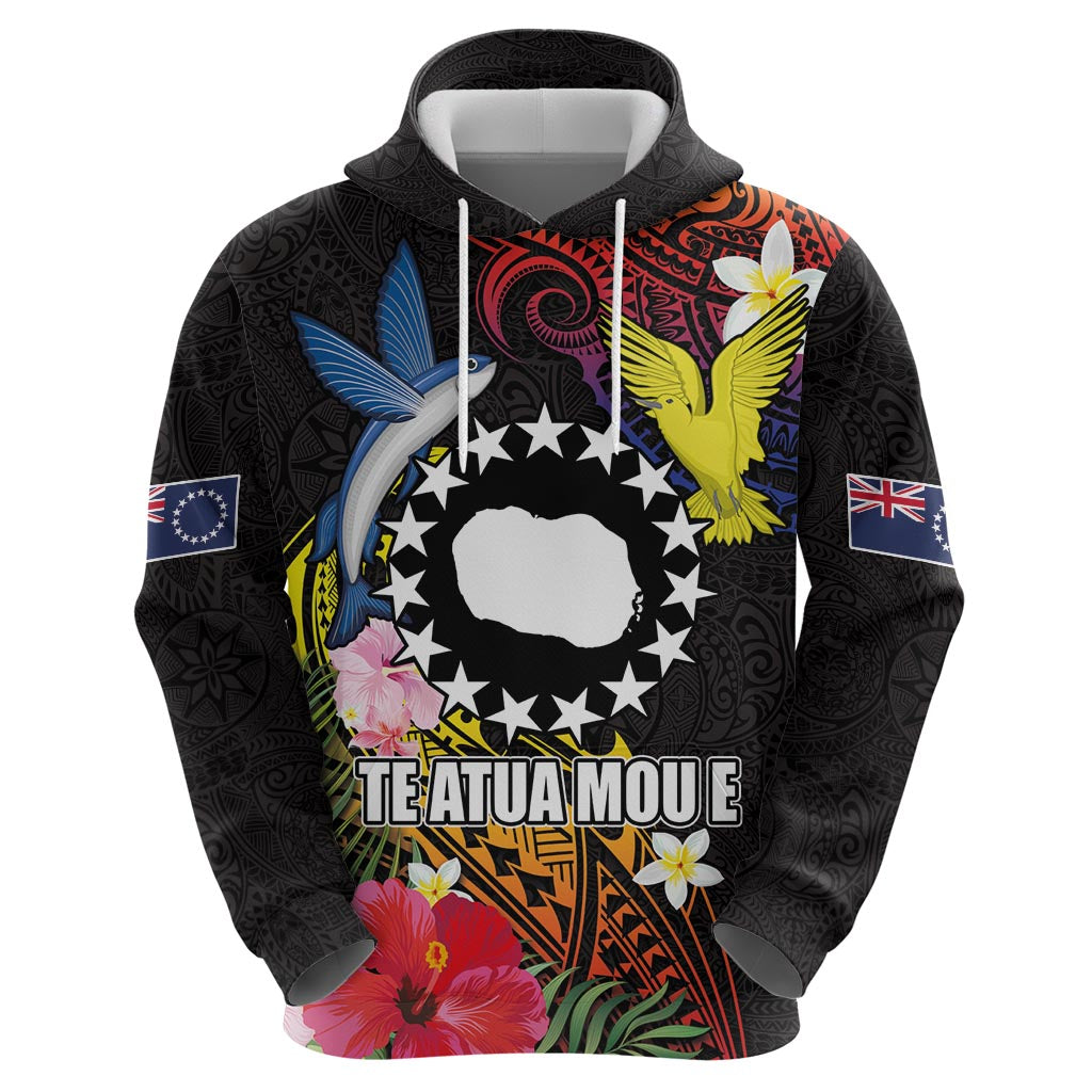 Cook Islands Independence Day Zip Hoodie Maroro and Kakaia with Hibiscus Flower Polynesian Pattern