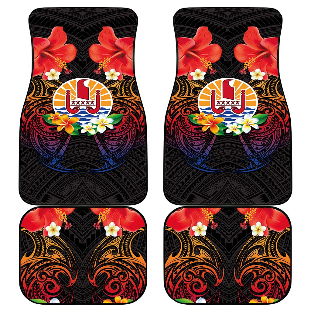 French Polynesia Bastille Day Car Mats Tiare Flower and National Seal Polynesian Pattern