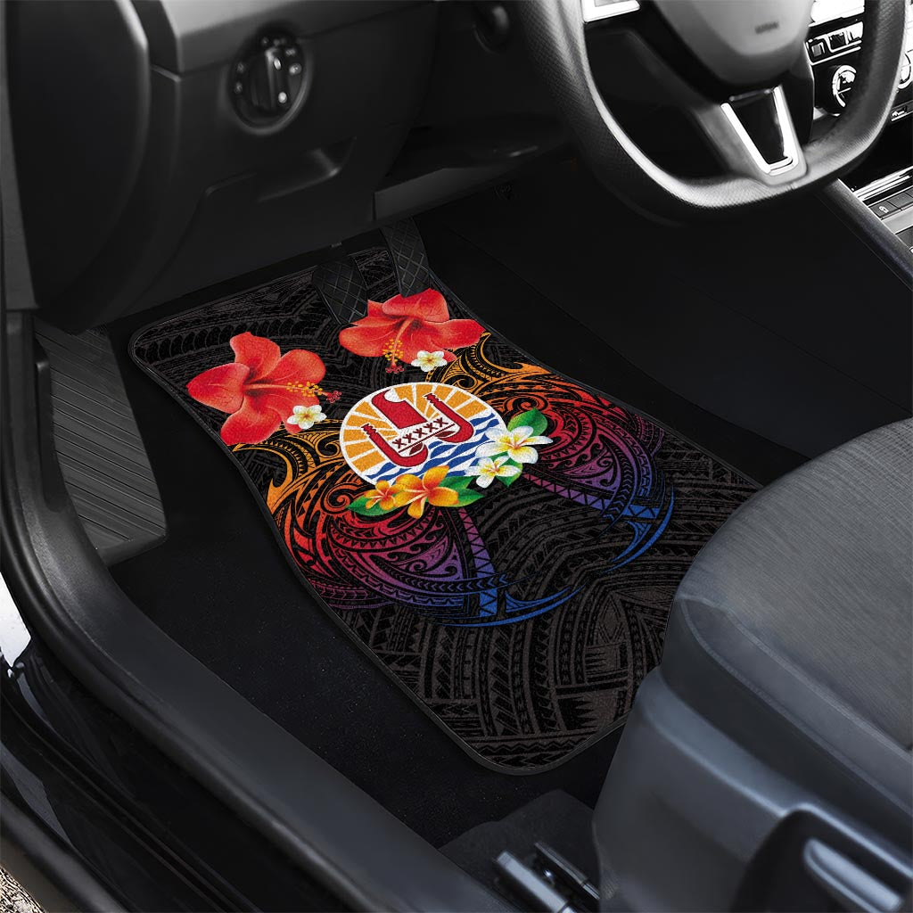 French Polynesia Bastille Day Car Mats Tiare Flower and National Seal Polynesian Pattern