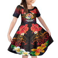 French Polynesia Bastille Day Family Matching Off The Shoulder Long Sleeve Dress and Hawaiian Shirt Tiare Flower and National Seal Polynesian Pattern