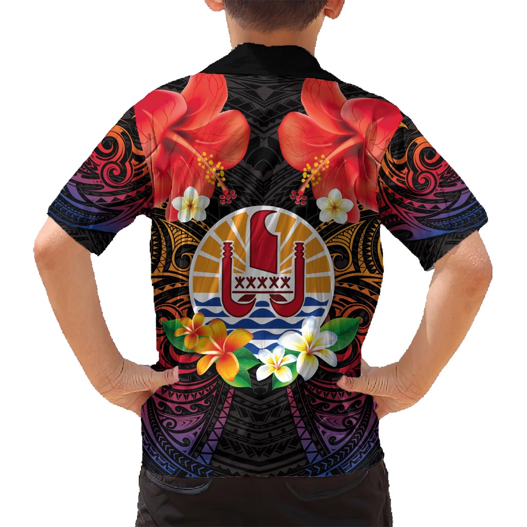 French Polynesia Bastille Day Family Matching Summer Maxi Dress and Hawaiian Shirt Tiare Flower and National Seal Polynesian Pattern LT03 - Polynesian Pride