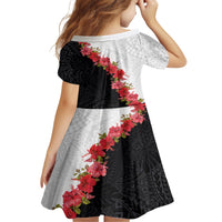 Hawaii Red Hibiscus Flowers Family Matching Off The Shoulder Long Sleeve Dress and Hawaiian Shirt Polynesian Pattern With Half Black White Version LT03 - Polynesian Pride