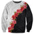 Hawaii Red Hibiscus Flowers Sweatshirt Polynesian Pattern With Half Black White Version