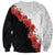 Hawaii Red Hibiscus Flowers Sweatshirt Polynesian Pattern With Half Black White Version