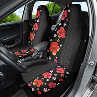 Hawaii Hibiscus and Plumeria Flowers Car Seat Cover Tapa Tribal Pattern Half Style Colorful Mode
