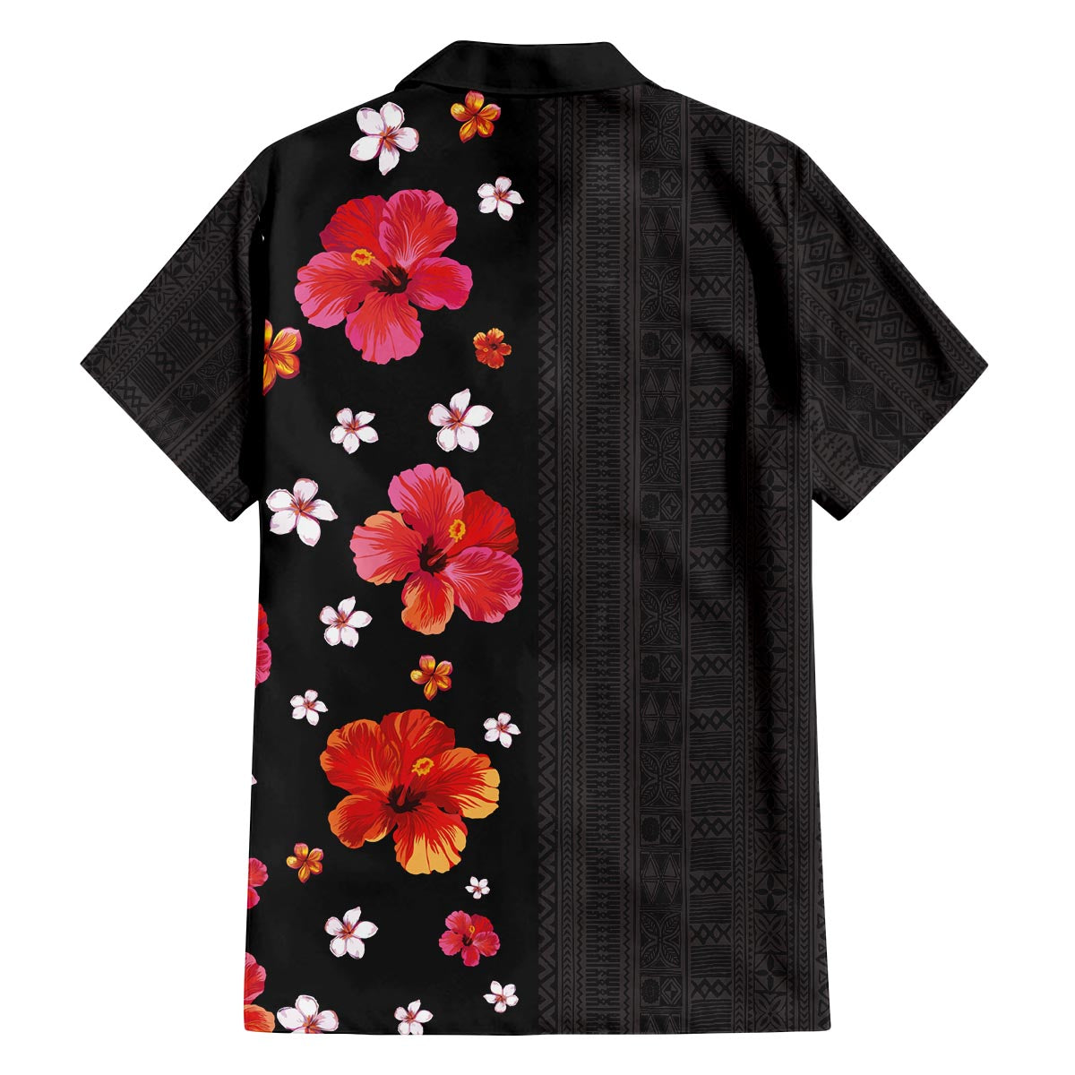 Hawaii Hibiscus and Plumeria Flowers Family Matching Off The Shoulder Long Sleeve Dress and Hawaiian Shirt Tapa Tribal Pattern Half Style Colorful Mode LT03 - Polynesian Pride