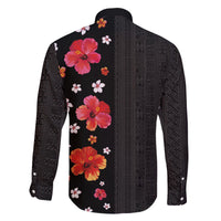 Hawaii Hibiscus and Plumeria Flowers Family Matching Off The Shoulder Long Sleeve Dress and Hawaiian Shirt Tapa Tribal Pattern Half Style Colorful Mode LT03 - Polynesian Pride