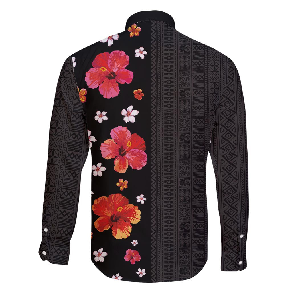 Hawaii Hibiscus and Plumeria Flowers Family Matching Off Shoulder Short Dress and Hawaiian Shirt Tapa Tribal Pattern Half Style Colorful Mode LT03 - Polynesian Pride